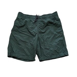 H&M Forest Green Mesh Lined Shorts Drawstring Elastic Waist Size Medium